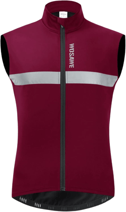 WOSAWE Men's Thermal Cycling Vest Reflective Warm Sheeveless Jacket Running Gilet for Autumn Winter Red X-Large