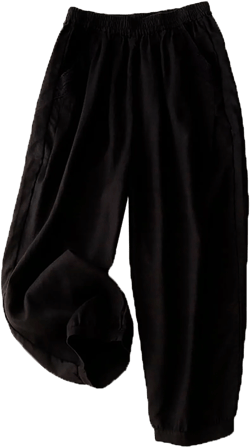 Women's Cotton Linen Casual Capris Pants Elastic Waisted Harem Pants Baggy Comfy Sweatpants Tapered Ankle Trousers X-Large A02_black