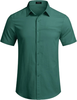 COOFANDY Mens Casual Linen Shirt Short Sleeve Button Down Shirt Summer Beach Hawaiian Shirts