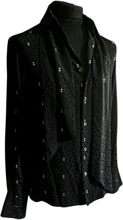 SILK JACQUARD BLACK & COPPER METALLIC SPOT SHIRT