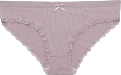 Soft Cotton Bikini Panties for Women Leg Lace Trim Low Rise Cheeky Cut Underwear Pack 6