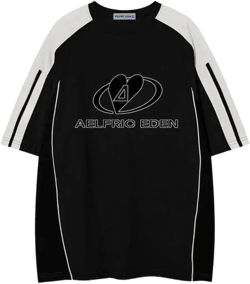Aelfric Eden Mens Racing Tee Vintage Oversize Shirts Summer Unisex Printed Casual Tee Streetwear Harajuku Top Tshirt