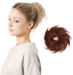 Messy Straight Hair Bun, Synthetic Buns Hair Extension, Hair Scrunchy Elastic Hair Pieces For Women And Children (Dark Red)