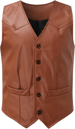 ZYXTIM Men's Retro Faux Leather Vest Sleeveless Casual Western Cowboy Suit Jacket Buffalo Hide Motorcycle Protective Coat 4X-Large Brown