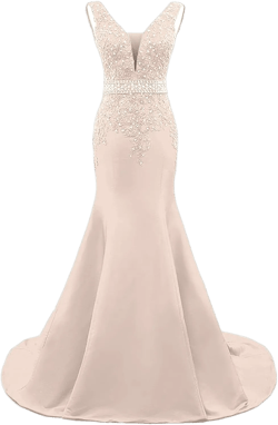 MllesReve Women's V-Neck Applique Beaded Mermaid Mother of The Bride Dresses Champagne 10