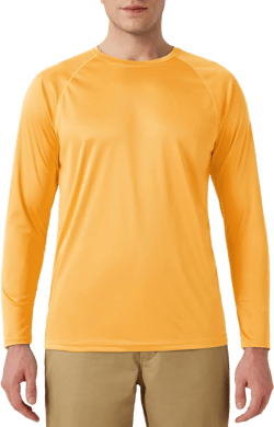 Men’s UPF 50+ Rash Guard Swim Shirt Long Sleeve Moisture Wicking Quick Dry Lightweight Wrinkle-Resistant Honey Yellow Medium