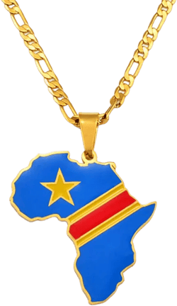 Democratic Republic of Congo Flag Africa Map Necklace