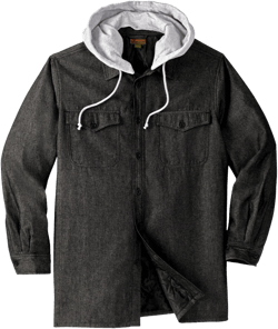 Boulder Creek by KingSize Men's Big & Tall Removable Hooded Shirt Jacket - 7XL, Black Denim