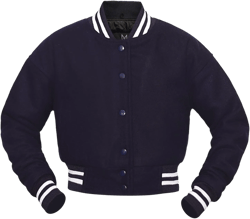 Cropped Jacket Varsity Letterman Crop Jackets for Women Wool Body Leather Sleeves Full Wool/Leather/Sublimated Jacket Navy Blue Full Wool 3X-Large