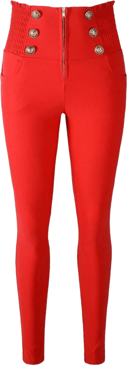 Women's 50s Retro Rockabilly Style High Waist Pinup Pants Medium Red