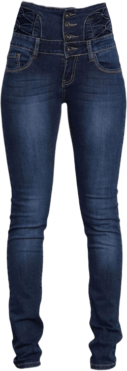 Andongnywell Women's High Waist Skinny Jeans Fashion Stretchy Slimming Pull-On Butt Lifting Denim Pants Large Blue 2