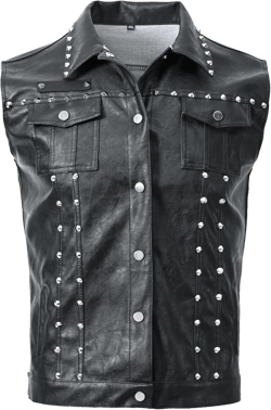 Fashion Mens Rivet Faux Leather PU Vest Punk Party Studded Slim Fit Male Sleeveless Waistcoat For Men X-Large Black