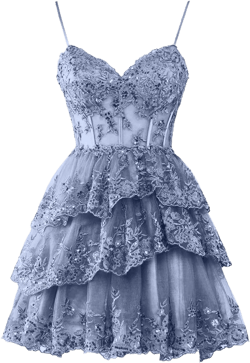 Women's Sparkly Tulle Tiered Homecoming Dresses 2024 Spaghetti Straps Corset Short Lace Cocktail Gowns 18 Plus Steel Blue
