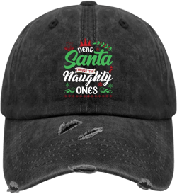 Dear Santa They're The Naughty Ones Cap Fish Hat AllBlack Hats for Men Baseball Cap Gifts for Grandpa Hiking Hat