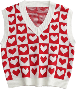 SweatyRocks Women's Sleeveless V Neck Knit Sweater Vest Houndstooth Crop Tank Top Small Red