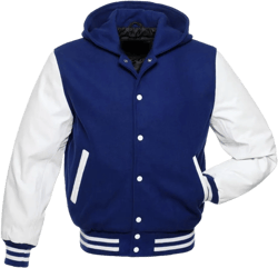 Letterman Varsity Jackets for Men, Baseball Bomber Jackets, High School Letterman Jackets, Warm Wool Outerwear Small Blue & White Varisty Hoodie