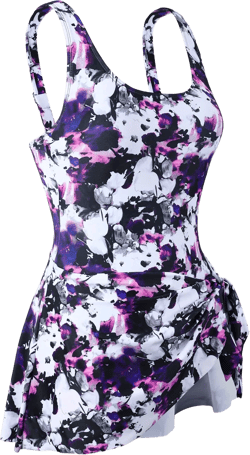 Hilor Women's Underwire One Piece Swimdress Tummy Control Swim Dress Bathing Suits Slimming Skirt Swimsuits 8 Purple Floral