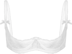 ACSUSS Womens Sheer Lace 1/4 Cups Lingerie Bras Bare Exposed Breast Underwire Push Up Bra Tops at Amazon Women’s Clothing store