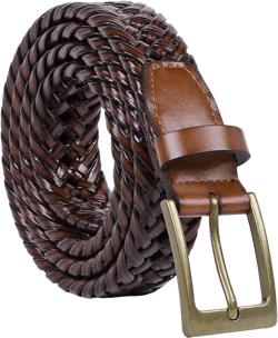 Men's Braided Leather Belt, Braided Woven Belt for Men Casual Jeans with Solid Strap Single Prong Buckle