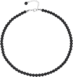 FindChic Fake Pearl Necklace for Women 6mm/8mm Round Crystal Pearl Choker Necklace for Mother, Black & White diameter 6mm (black pearl)