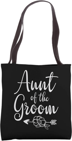 Cute Aunt of the Groom Wedding Flower and Arrow Design Tote Bag 16 inches