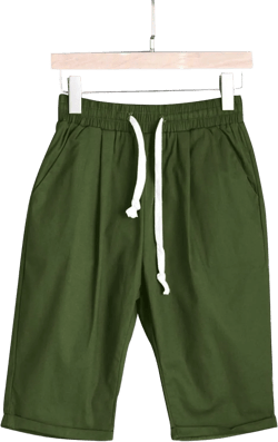 Generic Women's Casual Shorts Cotton Elastic Waist Knee Length Bermuda Shorts Loose Fit Summer Drawstring Beach Shorts, Large ^06-army Green Small