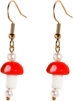 Cute Mushroom Dangle Drop Earrings Creative 3D Simulation Lightweight Mushroom Pearl Earrings Handmade Funny Food Vegetable Mushroom Earrings for Women (Red): Clothing, Shoes & Jewelry
