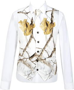Mens Real Tree White Camo Slim Fit V-neck Vests (Vest+Tie) 40 Camouflage White