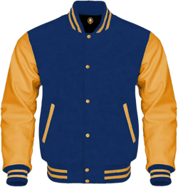 30 Colors Option Varsity Bomber Baseball Letterman Jackets Genuine Leather Sleeves Wool Body XX-Large Royal/Gold