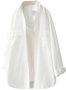 Womens Oversized Button Down Plaid Shacket Shirt with Pockets Roll Up Long Sleeve Casual Boyfriend Tunic Blouse Top 10-white Medium