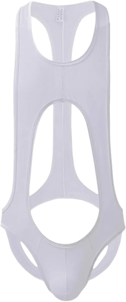 Men's Sexy Underwear Boxer Conjoined Boxers Sexy Mesh Breathable Fart Triangle One-Piece Sexy Bustiers Sexy Panties White X-Large
