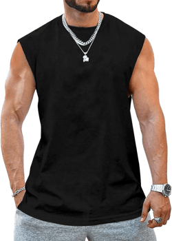 Aoysky Men's Crewneck Sleeveless Athletic Tank Top Performance Workout Muscle Cut Tee Tops Small Black