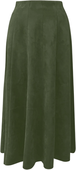 Baby'O Womens Midi Length Faux Suede Western Style Stretch Panel Flare Skirt X-Small Olive