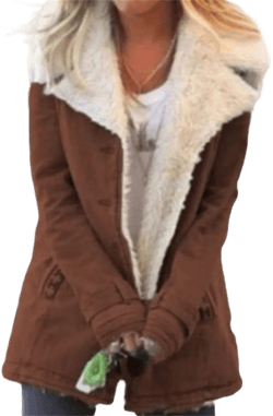 Mmoneyake Women's Sherpa Jacket Lightweight Fleece Lined Warm Winter Coat Lapel Long Sleeve Fuzzy Fleece Outerwear Oversize 5X-Large Brown
