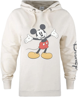 Disney Womens/Ladies Open Arms Mickey Mouse Hoodie (Stone)