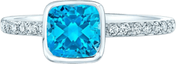 Ranjeeta Cushion & Round Cut Blue Topaz & Diamond 925 Sterling Silver 14K White Gold Over Diamond Solitaire Engagement Ring for Women 7.5