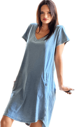 Denim V-Neck Tee Dress