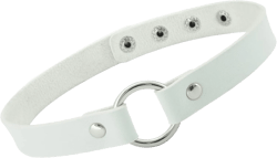 ETHOON Adjustable Leather Choker Collar Soft PU Circle Punk Choker Necklace for Women White