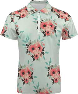 Mens Golf Shirts Flower Printed Zipper Golf T Shirt Moisture Wicking Short Sleeve Tshirts, 6X-Large 6X-Large Style-9