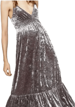 Zara Women’s Long Midi Dress Sz S Gray Velvet New