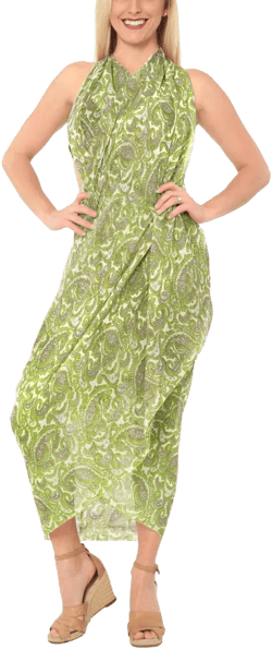 LA LEELA Women's Cover Up Wraps Summer Cover-Up Bikinis Pareos Beachwear Sarong Coverups Pareo Swimwear Beach Party for Women One Size Green,Floral