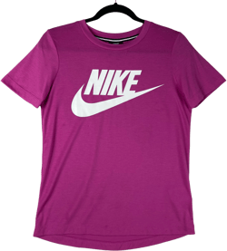 Nike Womens Pink Monogram Stretch Sport Tee Shirt Size XS