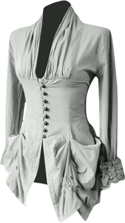 Women's Victorian Blouse Gothic Steampunk Jacket Vintage Renaissance Tops Long Sleeve Corset Shirt Tailcoat Gray Medium