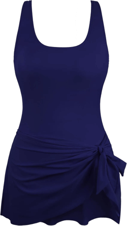 Hilor Women's Underwire One Piece Swimdress Tummy Control Swim Dress Bathing Suits Slimming Skirt Swimsuits 10 Navy