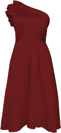 Womens One Shoulder High Low Elegant Evening Gown with Pocket Satin A Line Formal Midi Wedding Guest Dress 28 Plus Wine Red