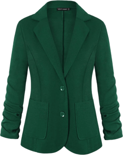 Unifizz Womens Casual Work Office Blazer Pockets Buttons Suit Jacket 3/4 Sleeve Large Dark Green - 2
