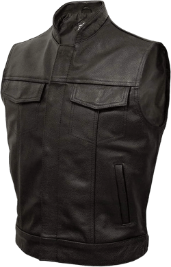 RIZING STAR Men Fashion Casual Cool Solid Color Vest Motorcycle Fleet Punk Leather Vest Coat Vest Rain Man XX-Large Black