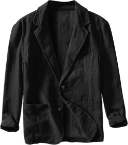 Mens Blazer Casual Cotton-Linen Sport Coat Solid Color Lapel Collar Lightweight 2 Button Unlined Work Suit Jackets