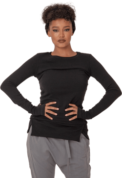 Fitted tee with long slim sleeves - AMAH