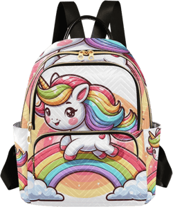 ALAZA Mini Backpack Purse for Women Lightweight Girls Small Size Cartoon Unicorn Rainbow School Teens College Traveling